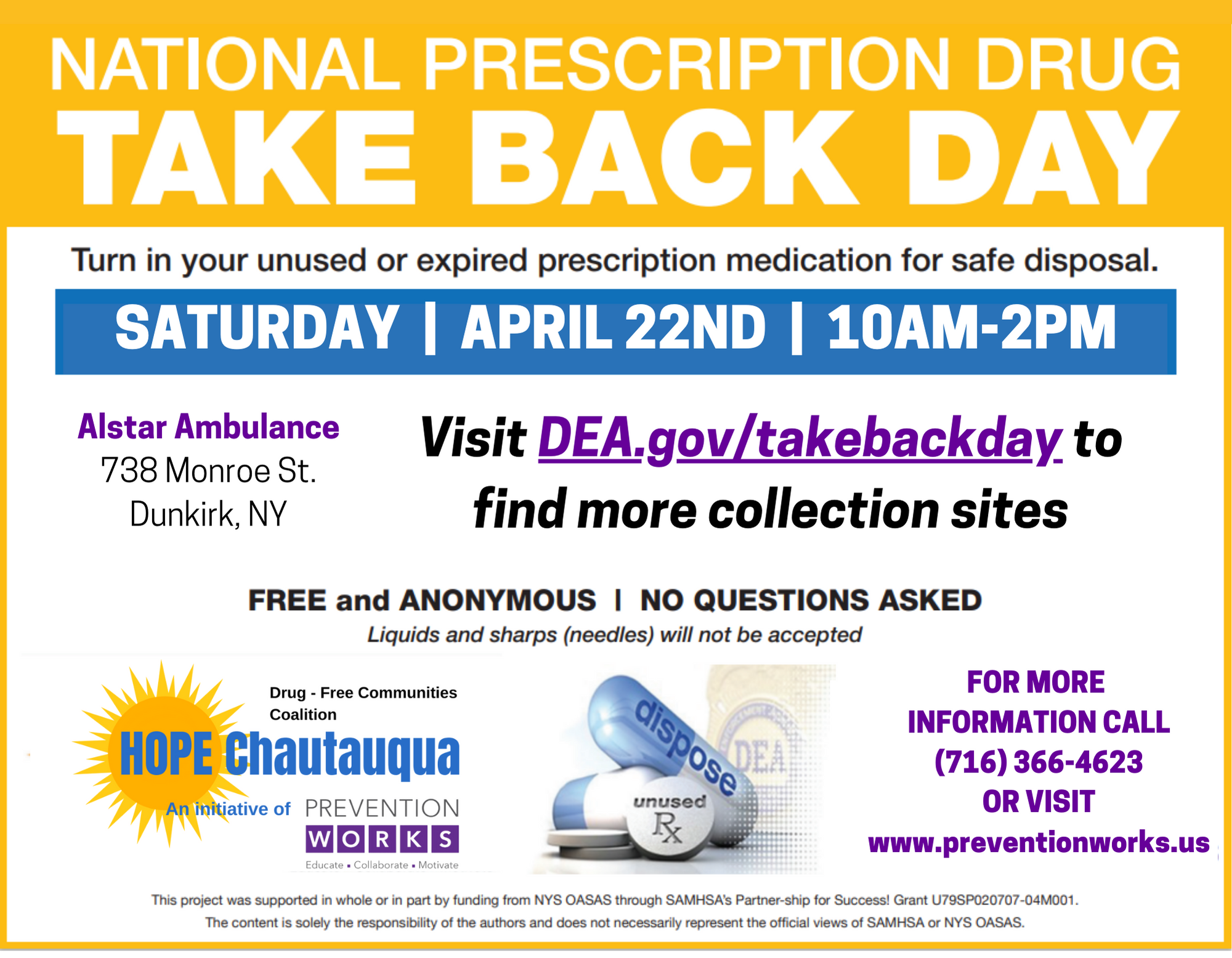 National Prescription Drug Take Back Day Is April 22